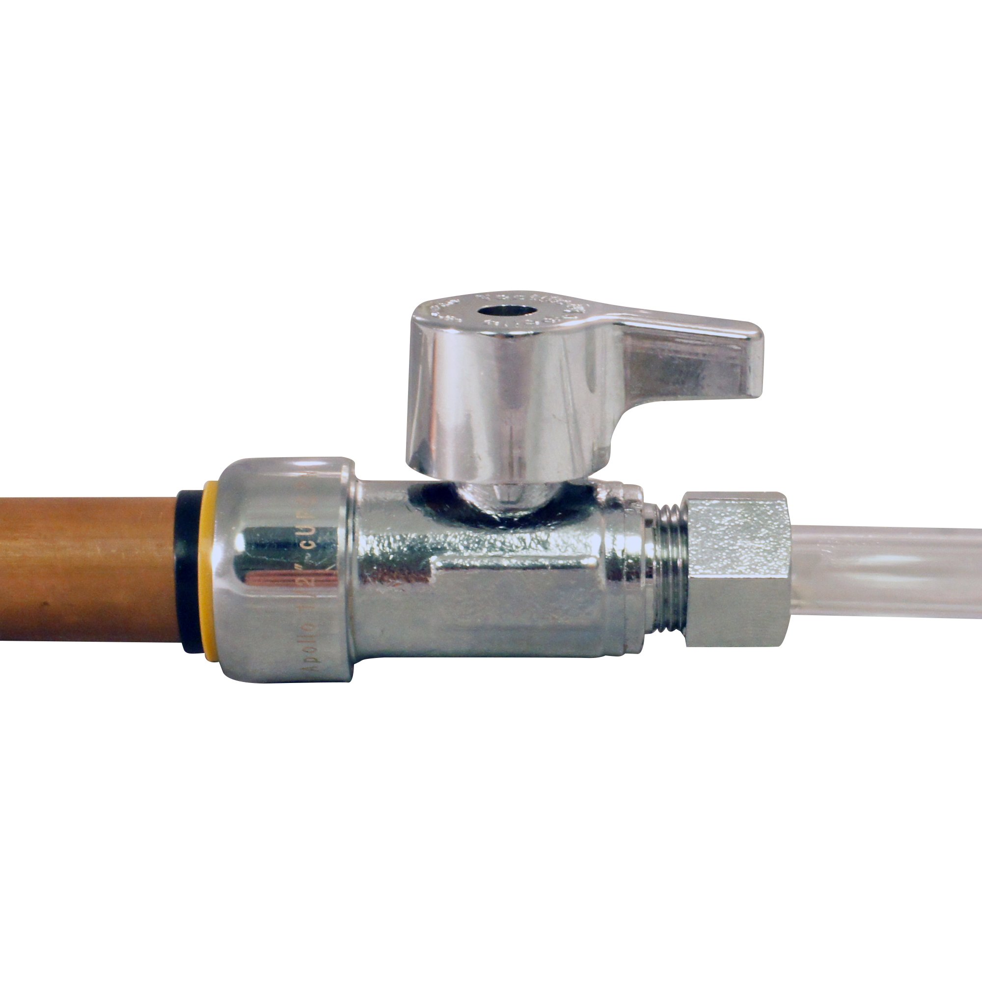 Apollo 1/2 in. Chromed Brass Push-to-Connect x 3/8 in. O.D. Compression Quarter-Turn Straight Stop Valve FSBVS1238C - alternate 3